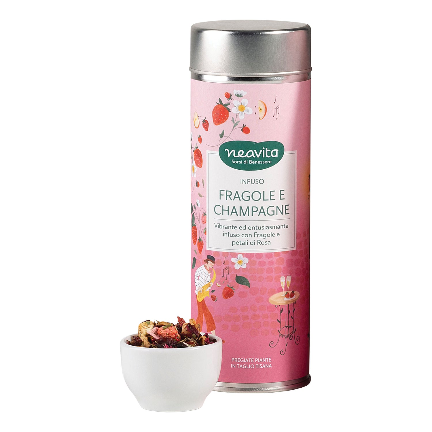 Neavita Silver Tin Tisana Sfusa Fragole E Champagne Taglio Tisana 100g