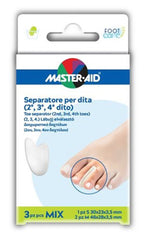 Master Aid Foot Care Separatore Dita In Gel (2°, 3°,4° Dito) 1 Small + 2 Medium 3 Pezzi  