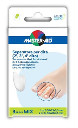 Master Aid Foot Care Separatore Dita In Gel (2°, 3°,4° Dito) 1 Small + 2 Medium 3 Pezzi