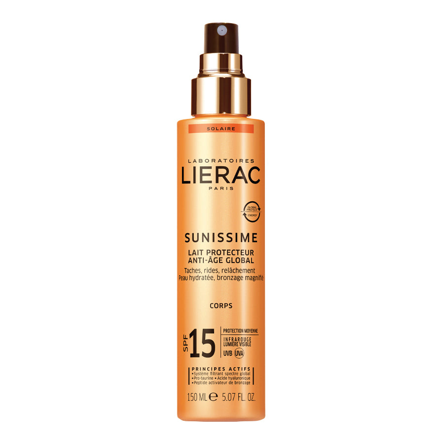 Lierac Sunissime Latte Corpo Protettivo Energizzante Anti-Età Globale SPF15 Protezione Solare Media 150 ml