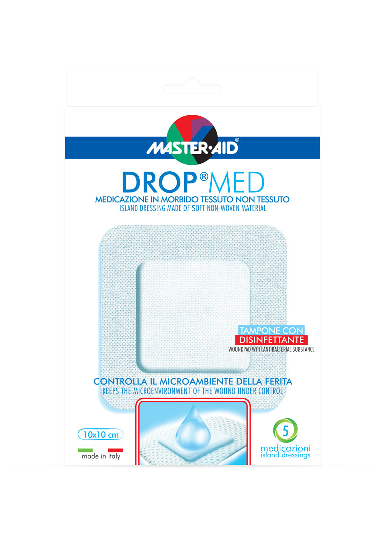 Master Aid Dropmed Medicazione Autoadesiva Dermoattiva Ipoallergenica Aerata 10 X10cm 5 Pezzi
