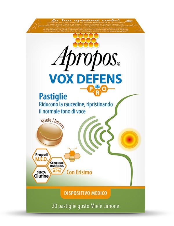 Apropos Vox Defens | Protezione Voce Miele e Limone | 20 Pastiglie