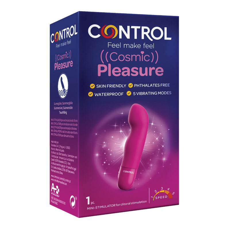 Control Cosmic Pleasure | Mini Stimolatore Vibratore Curvo 5 Livelli Impermeabile | 1 Pezzo