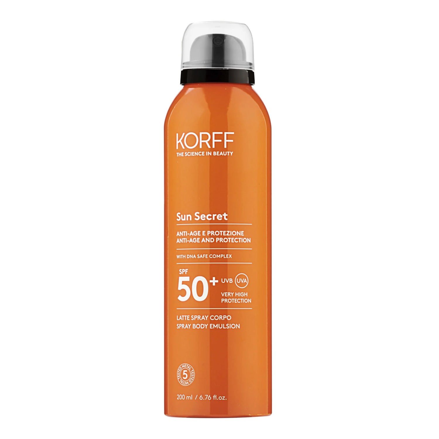 Korff Sun Secret Latte Spray Corpo Spf 50+ Protezione Solare Molto Alta 200ml
