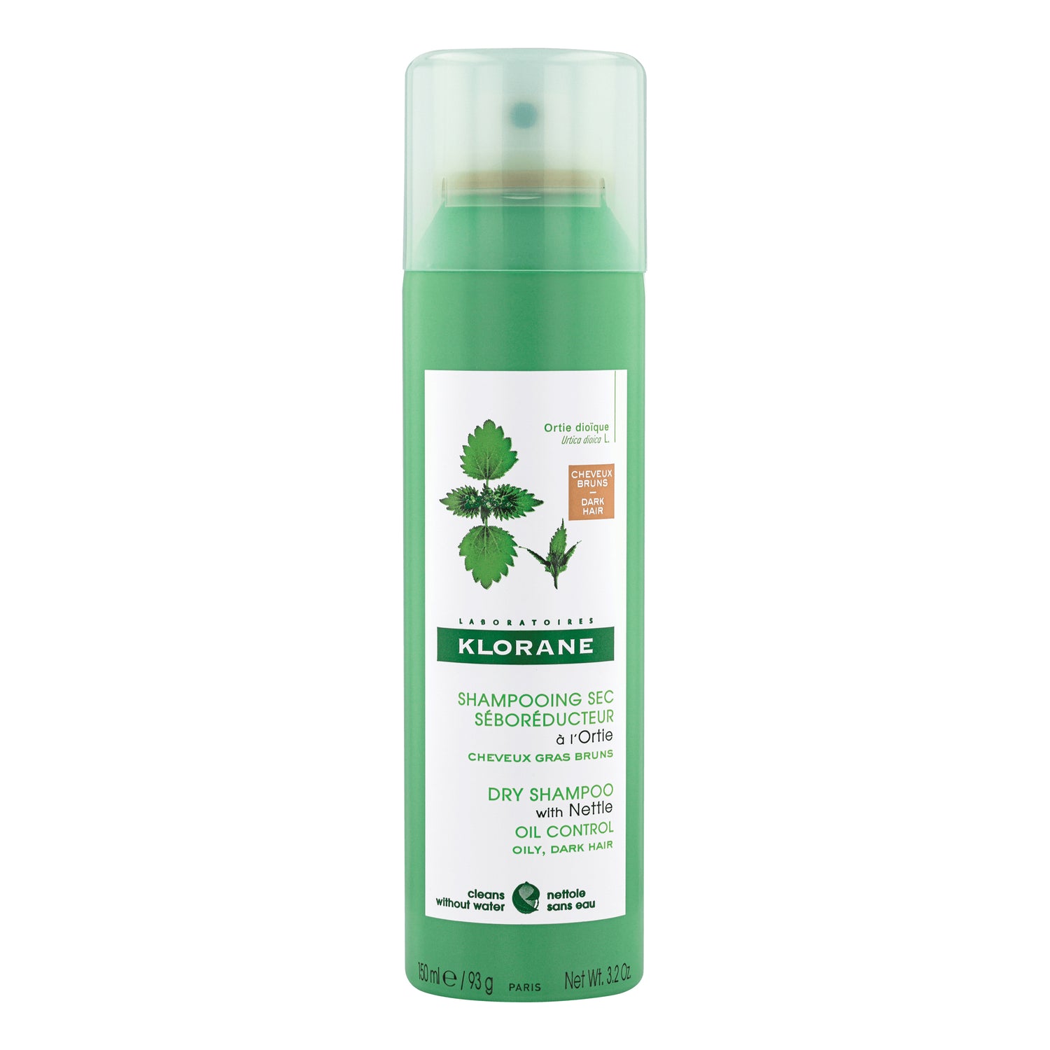 Klorane Shampoo Secco Ortica Seboriduttore Colorato Capelli Grassi Scuri 150ml