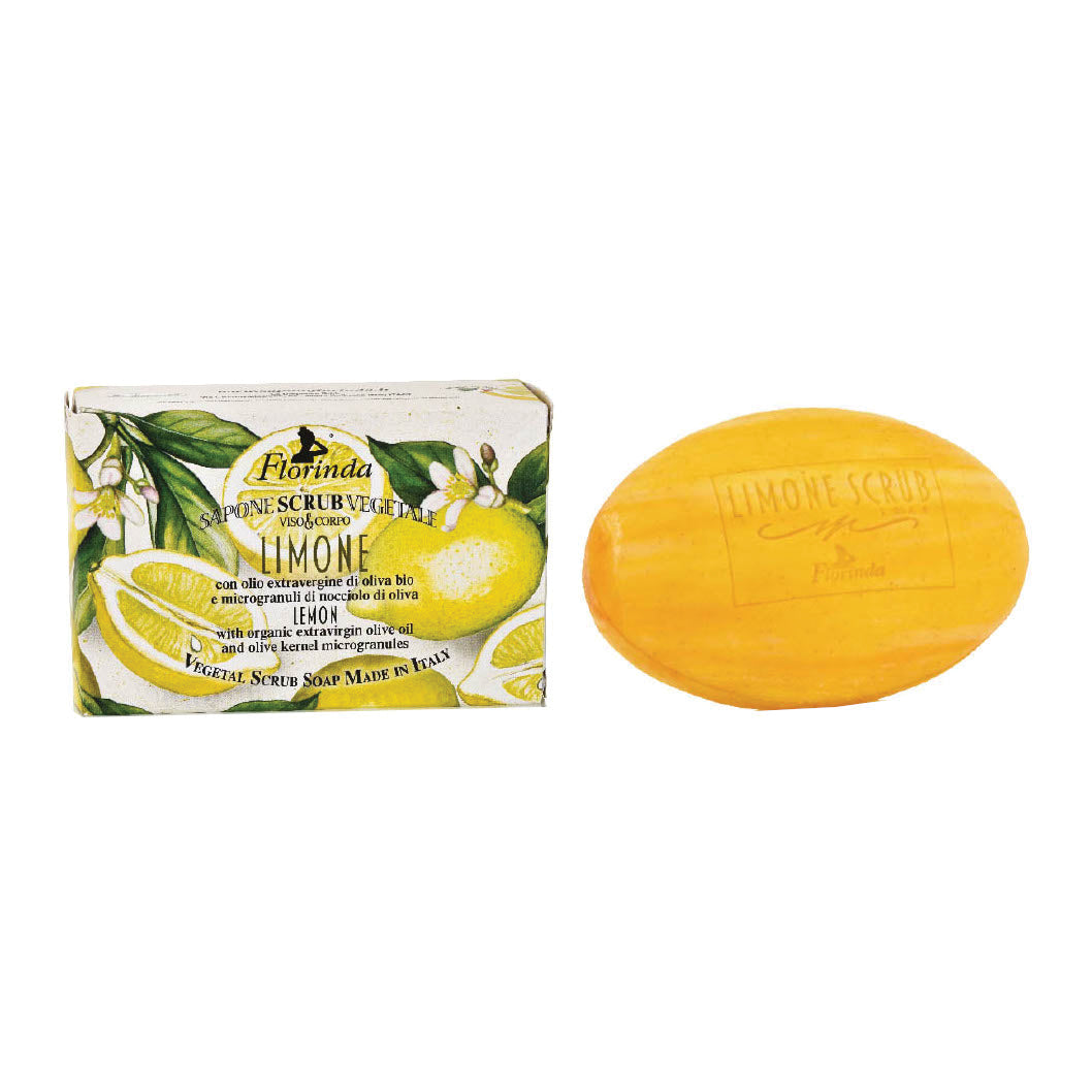 Florinda Limone | Sapone Vegetale Scrub con Olio di Oliva Bio | 200 g  