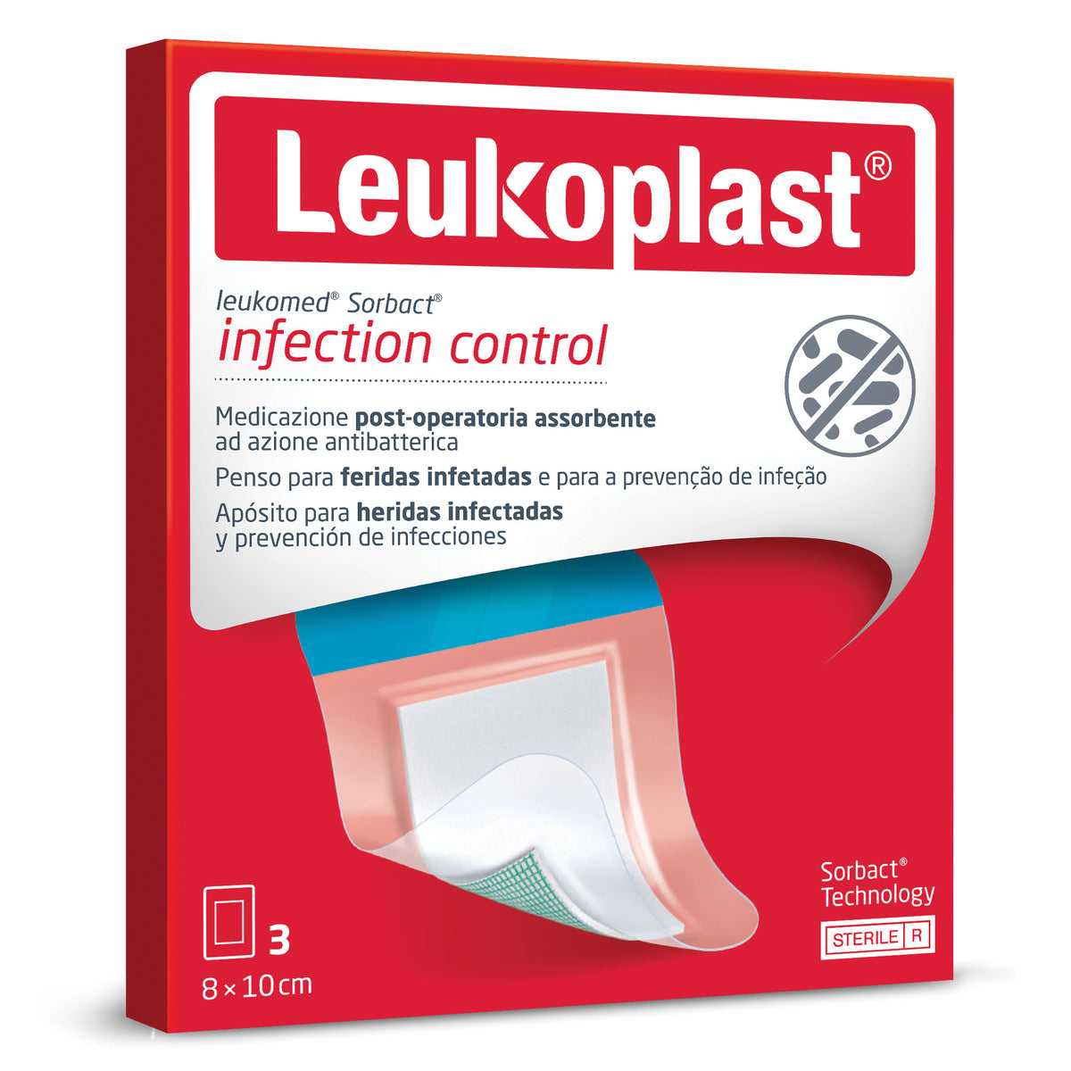 Leukoplast Leukomed Sorbact - Medicazione Post Operatoria 8 X 10cm 3 Pezzi  