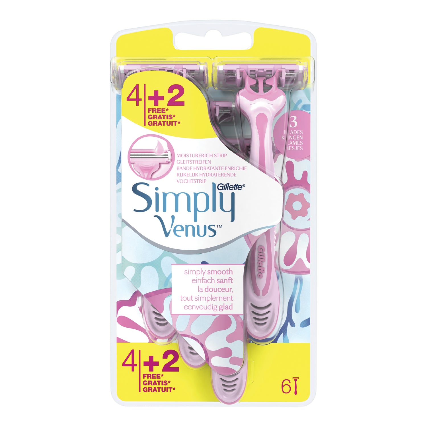 Gillette Simply Venus 3 Lamette 4 + 2 Pezzi Gratis