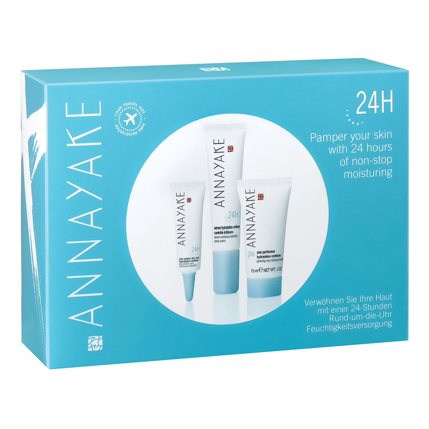 Annayake 24h Travel Kit Hydratation Non-Stop - Cofanetto Idratazione Con Siero Crema E Contorno Occhi