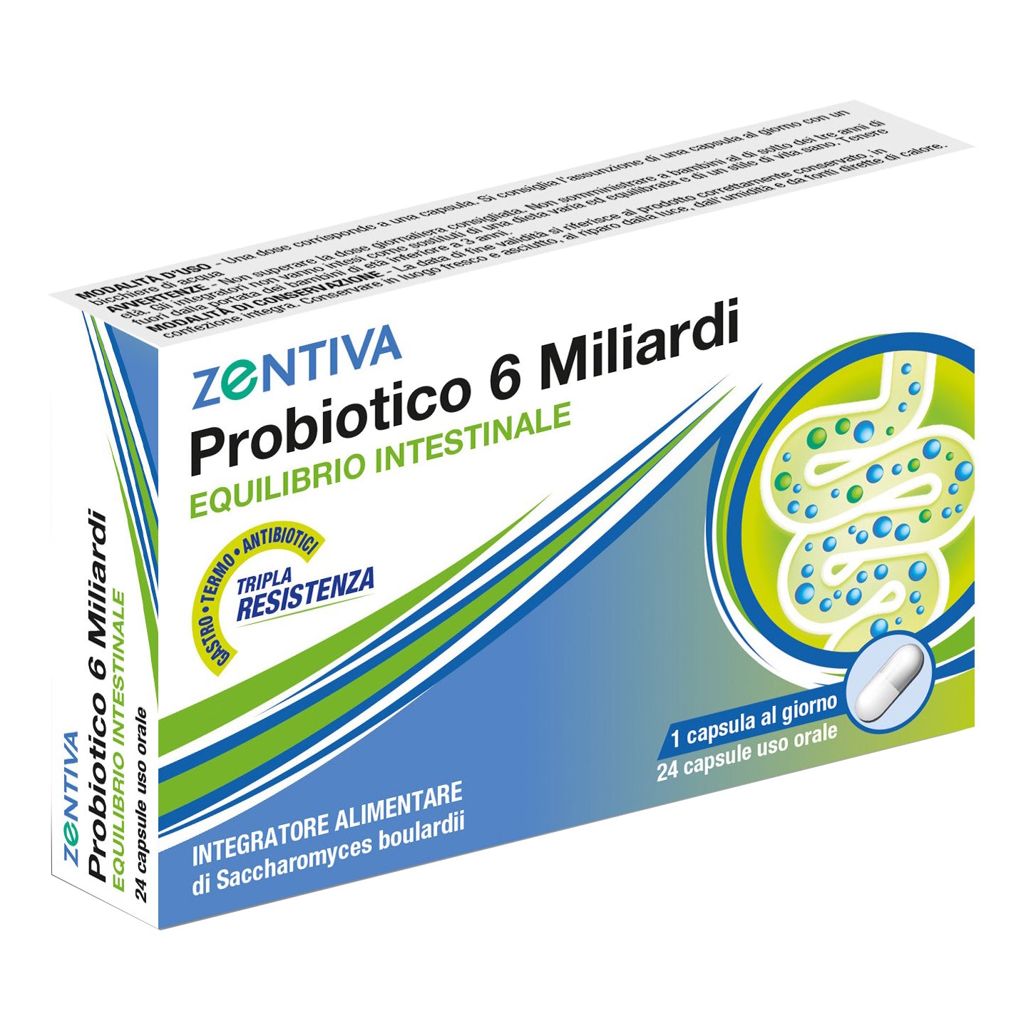 Probiotico 6 Miliardi Zentiva | Integratore Equilibrio intestinale | 24 capsule vegetali
