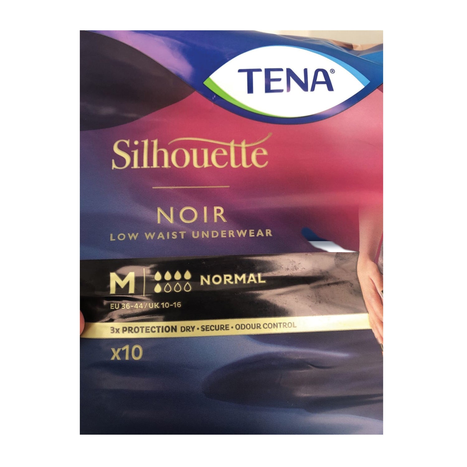 Tena Silhouette Noir Normal M Vita Bassa – Mutandine Assorbenti Nero Perdite Urinarie Moderate 10 pezzi