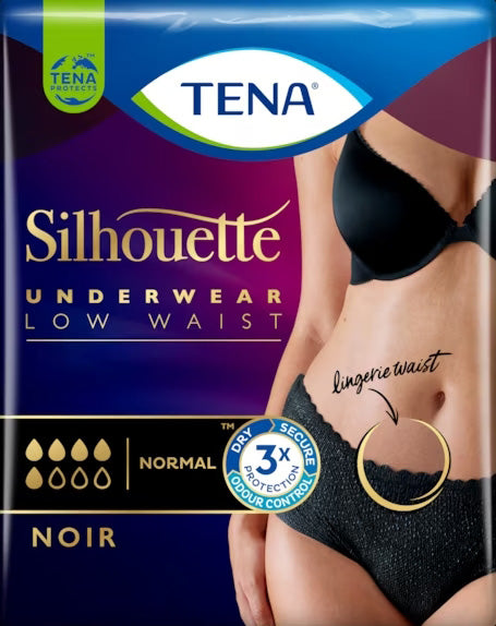 Tena Silhouette Noir Normal L Vita Bassa – Mutandine Assorbenti Nero Perdite Urinarie Moderate 9 Pezzi