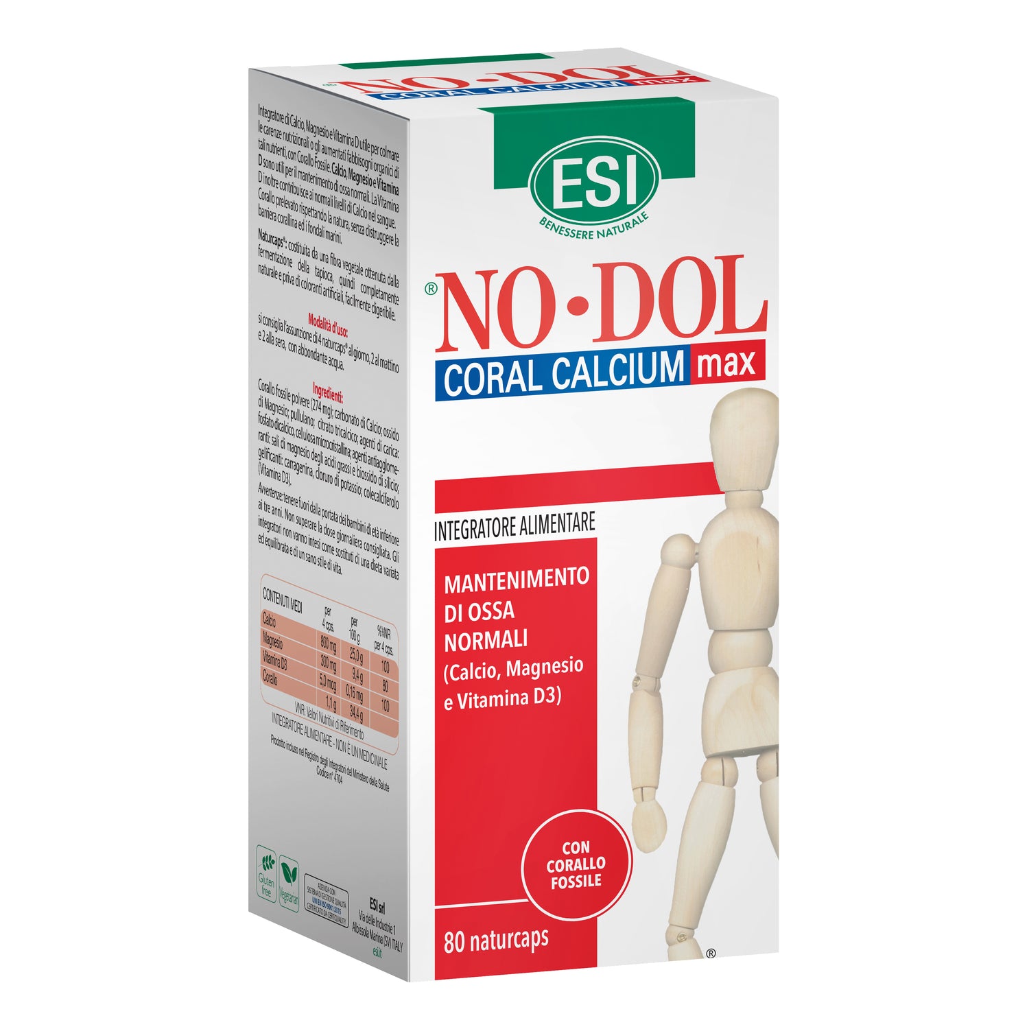 Esi No Dol Coral Calcium Max Calcio Magnesio Vitamina D 80 Naturcaps