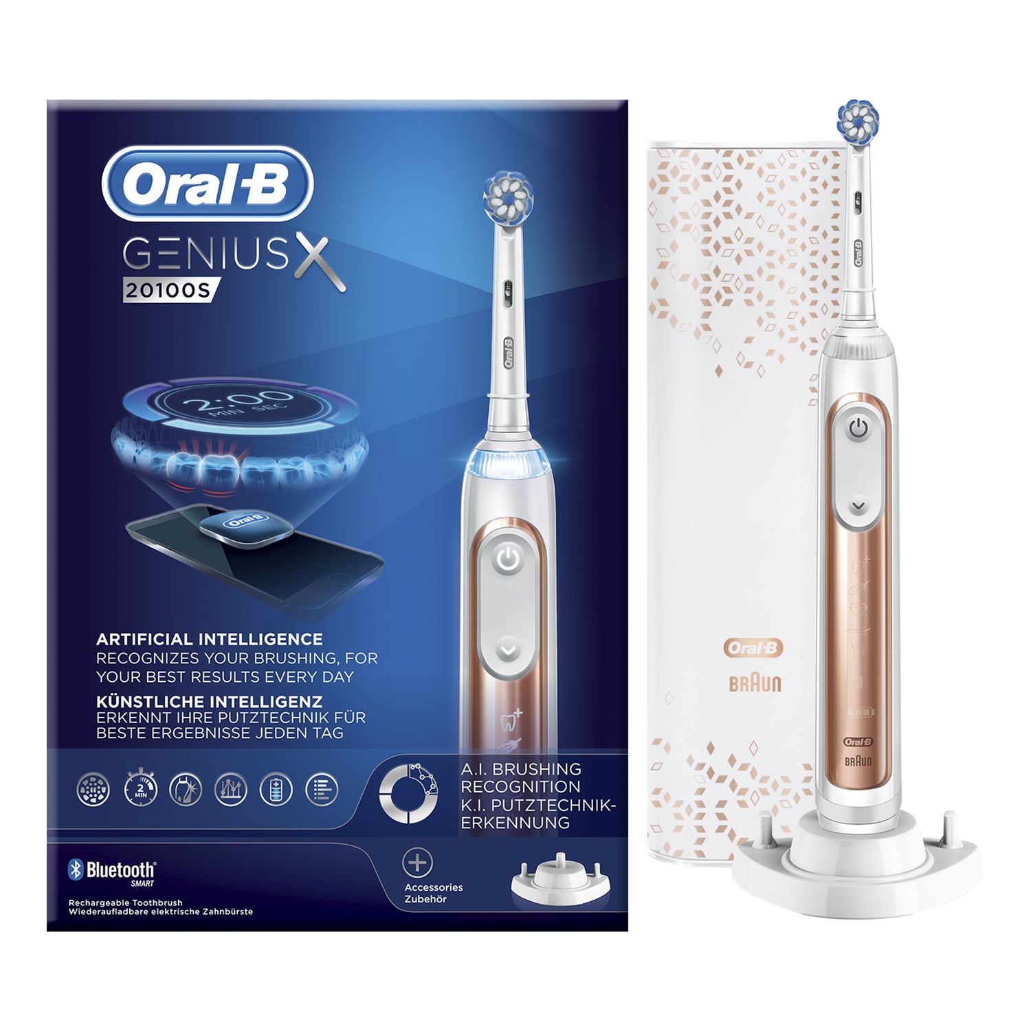 Oralb Power Genius X 20100s Spazzolino Elettrico Rose Gold