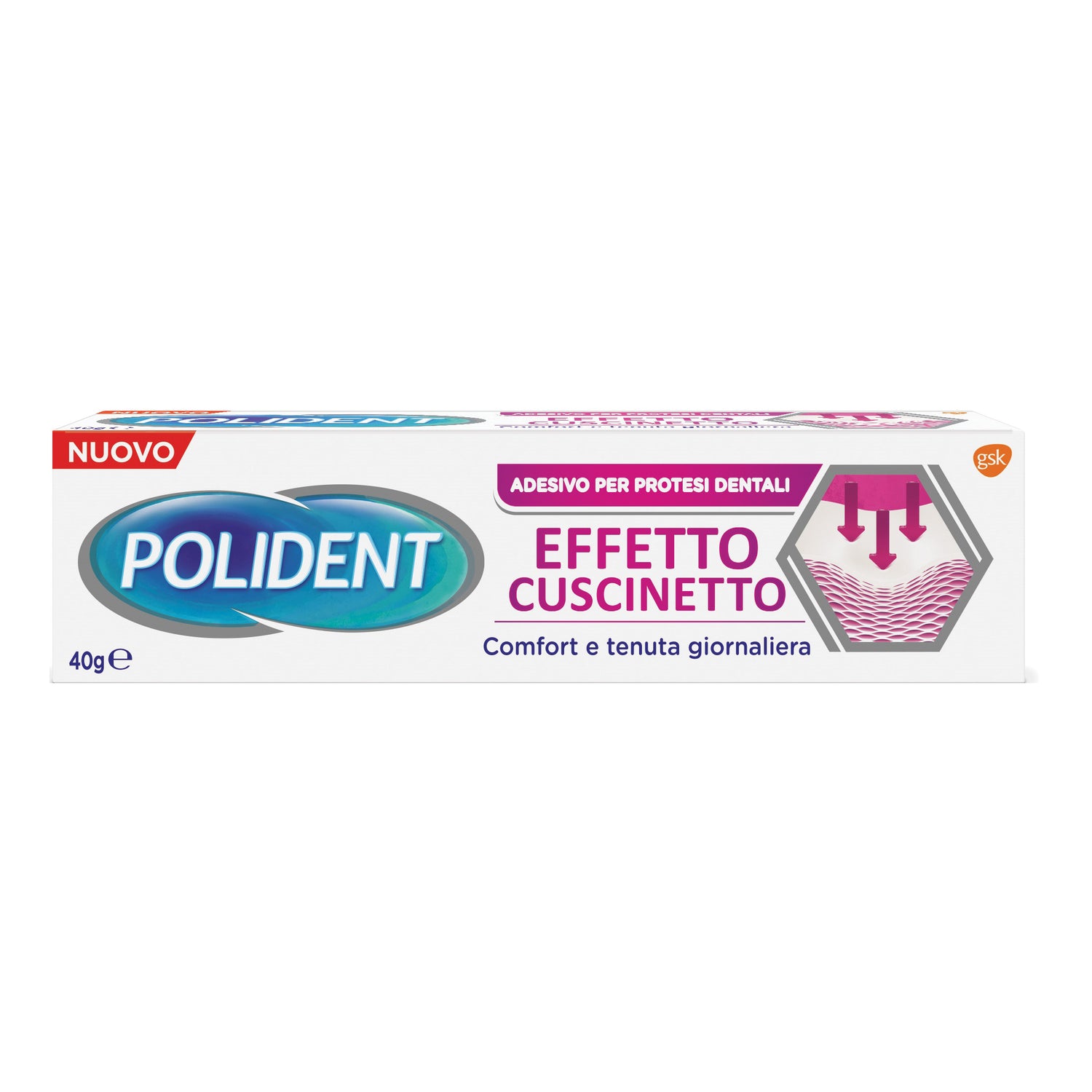 Polident Fissativo Effetto Cuscinetto Adesivo Per Dentiere 40g
