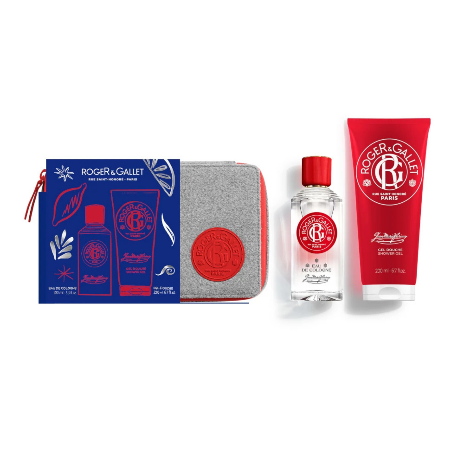 Roger&Gallet Cofanetto Jean-Marie Farina | Set Acqua Colonia e Gel Doccia | 100ml + 200ml + Beauty Case