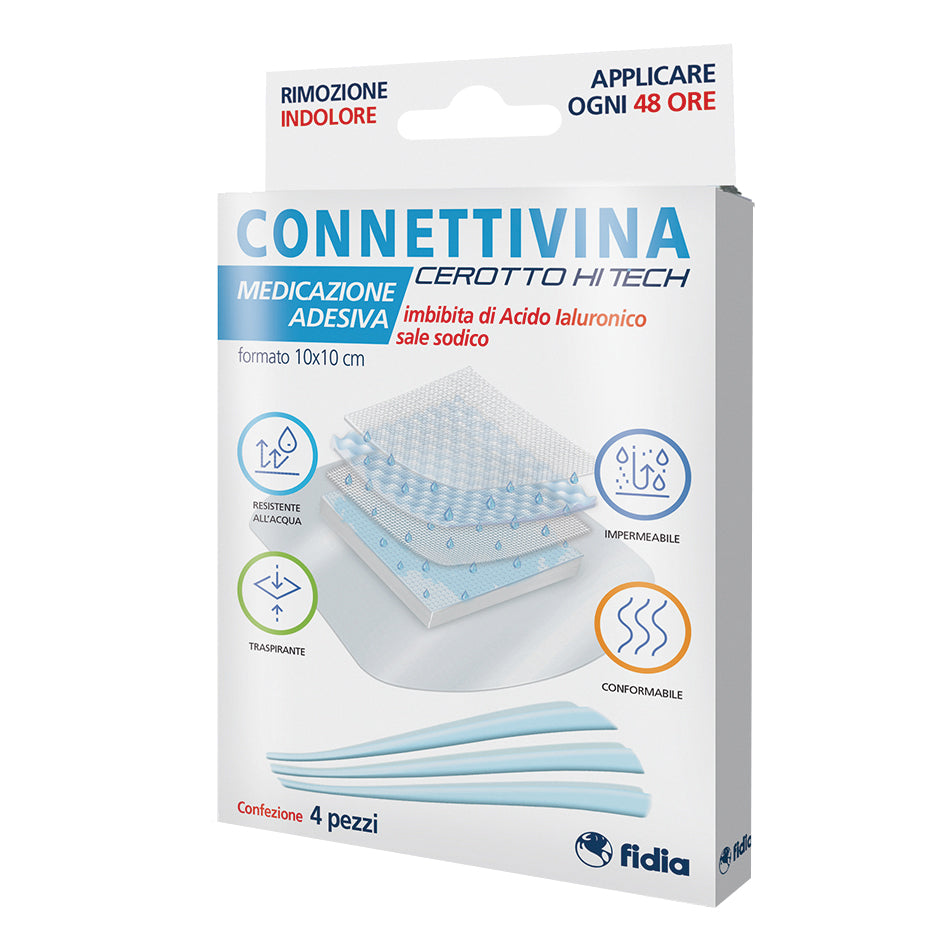 Connettivina Cerotti HiTech | Per Ferite e Scottature | 4 Pezzi 10x10 cm
