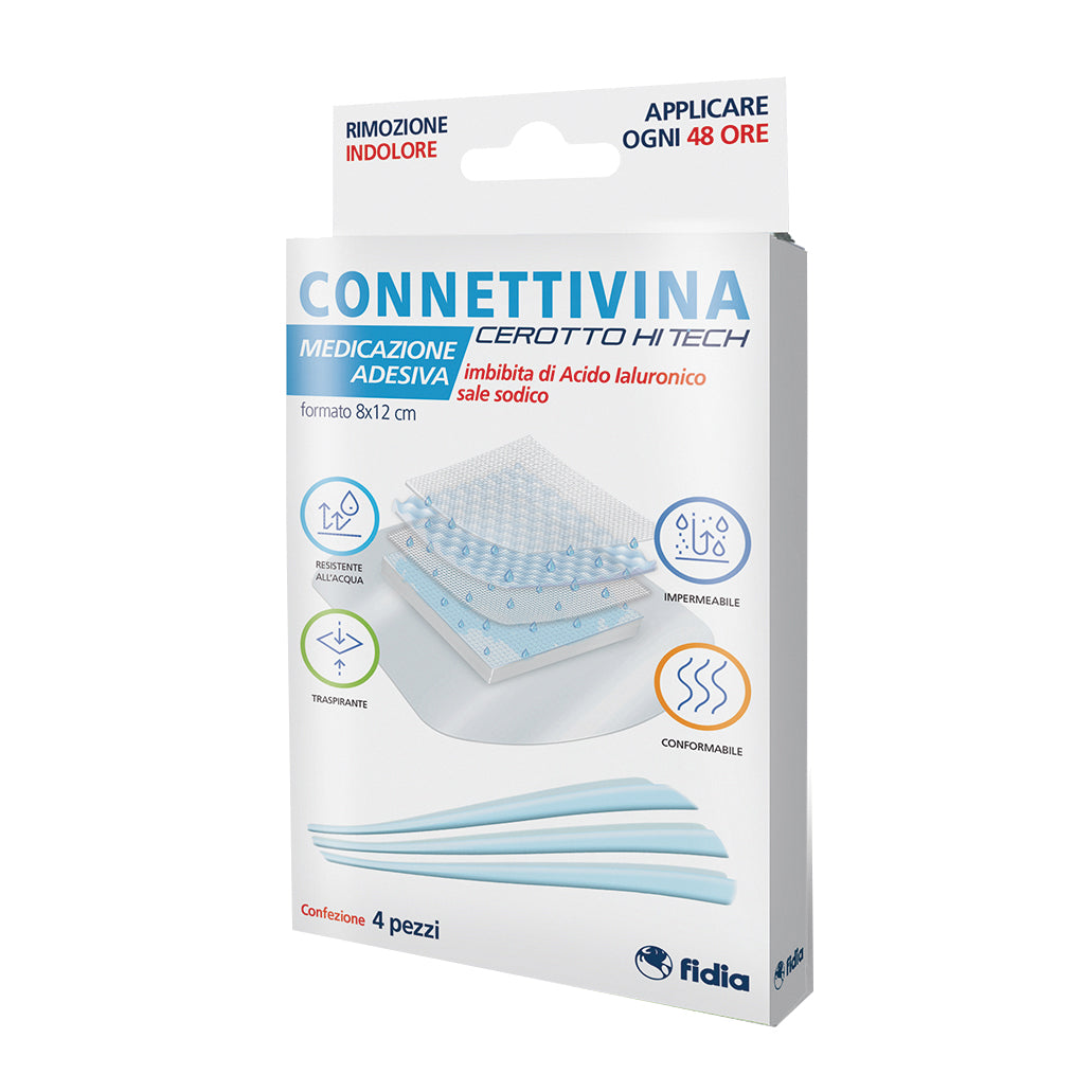Connettivina Cerotto HiTech | Per Ferite e Scottature | 4 Pezzi 8x12 cm  