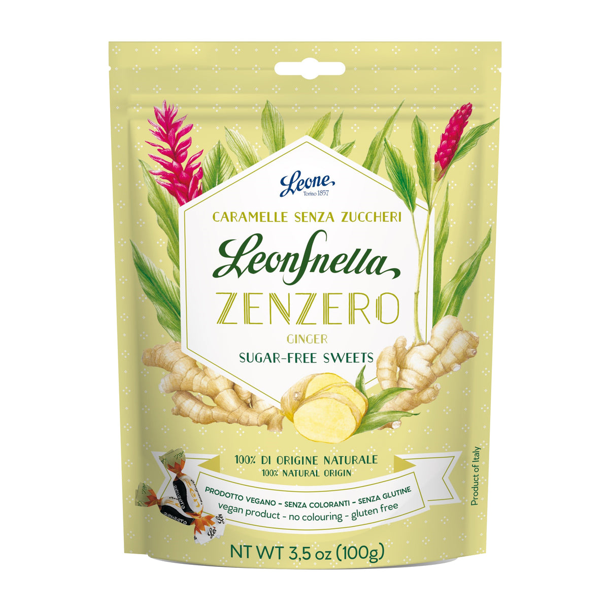 Leonsnella Caramelle Stand Up Zenzero 100g  