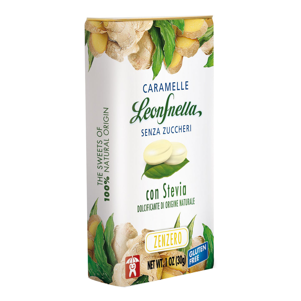 LeonSnella Caramelle Senza Zuccheri con Stevia 30G ZENZERO  
