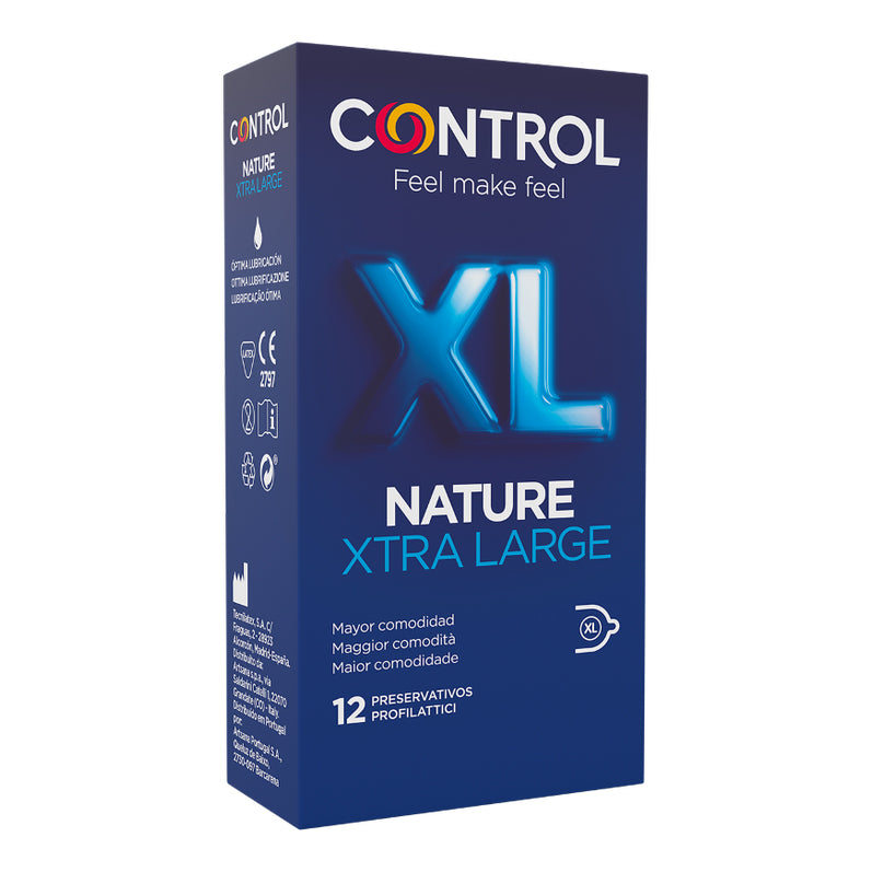 Control Nature XL | Preservativi Forma Anatomica Adapta Vestibilità Extra Large | 12 Profilattici  