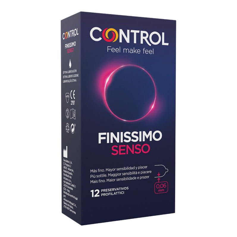 Control Finissimo Senso | Preservativi Molto Sottili Extrasensibilità | 12 Profilattici  