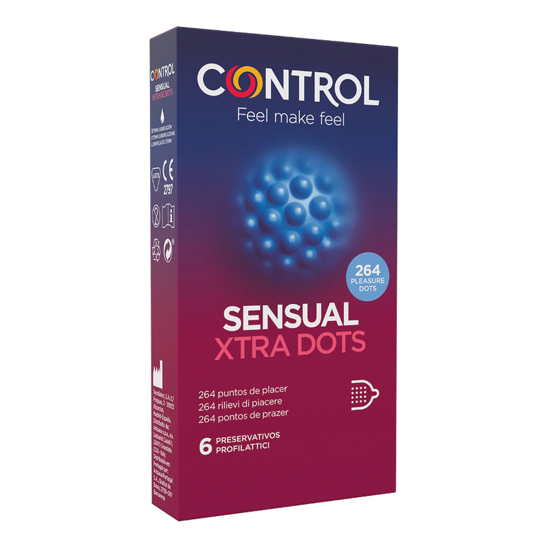 Control Sensual Xtra Dots | Preservativi 264 Punti Rilievo Forma Anatomica Adapta | 6 Profilattici