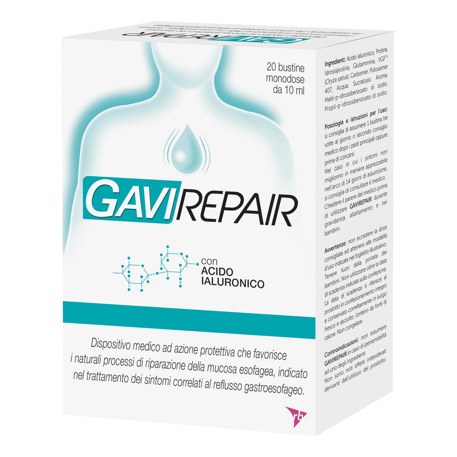 GaviRepair | Dispositivo Medico Reflusso Gastroesofageo | 20 Bustine 10 ml