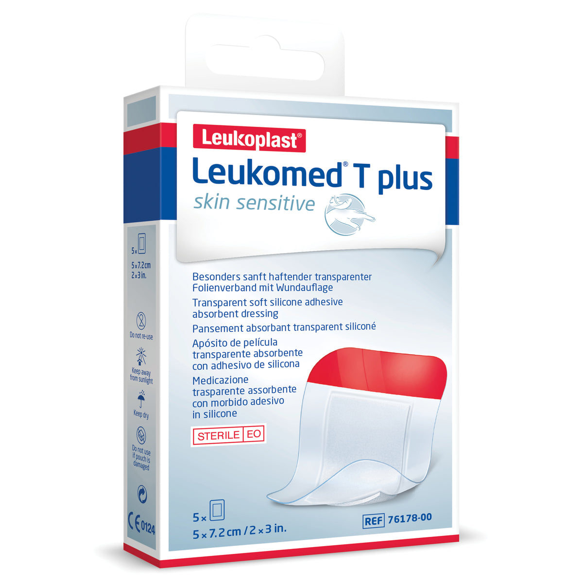 Leukoplast Leukomed T Plus Skin Sensitive - Medicazione Adesiva Trasparente Post Operatoria 5 X 7,2cm 5 Pezzi  