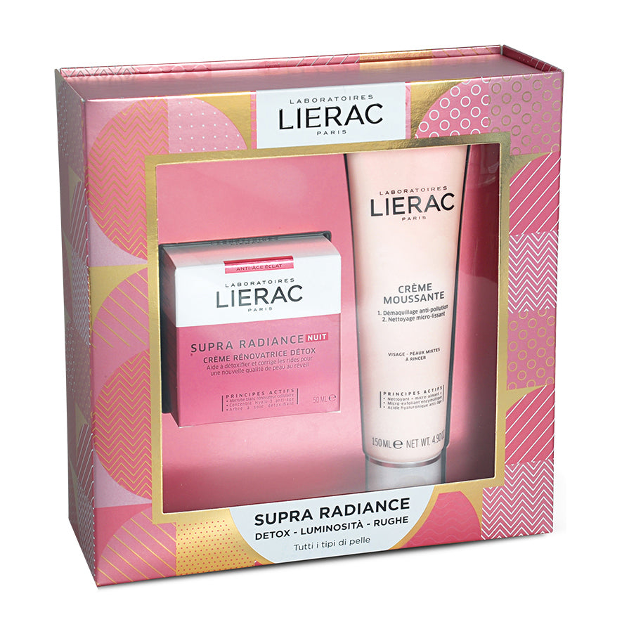 Lierac Cofanetto Supra Radiance Crema Notte Anti-Ox Rinnovatrice 50 Ml + Crema Mousse Struccante 150ml