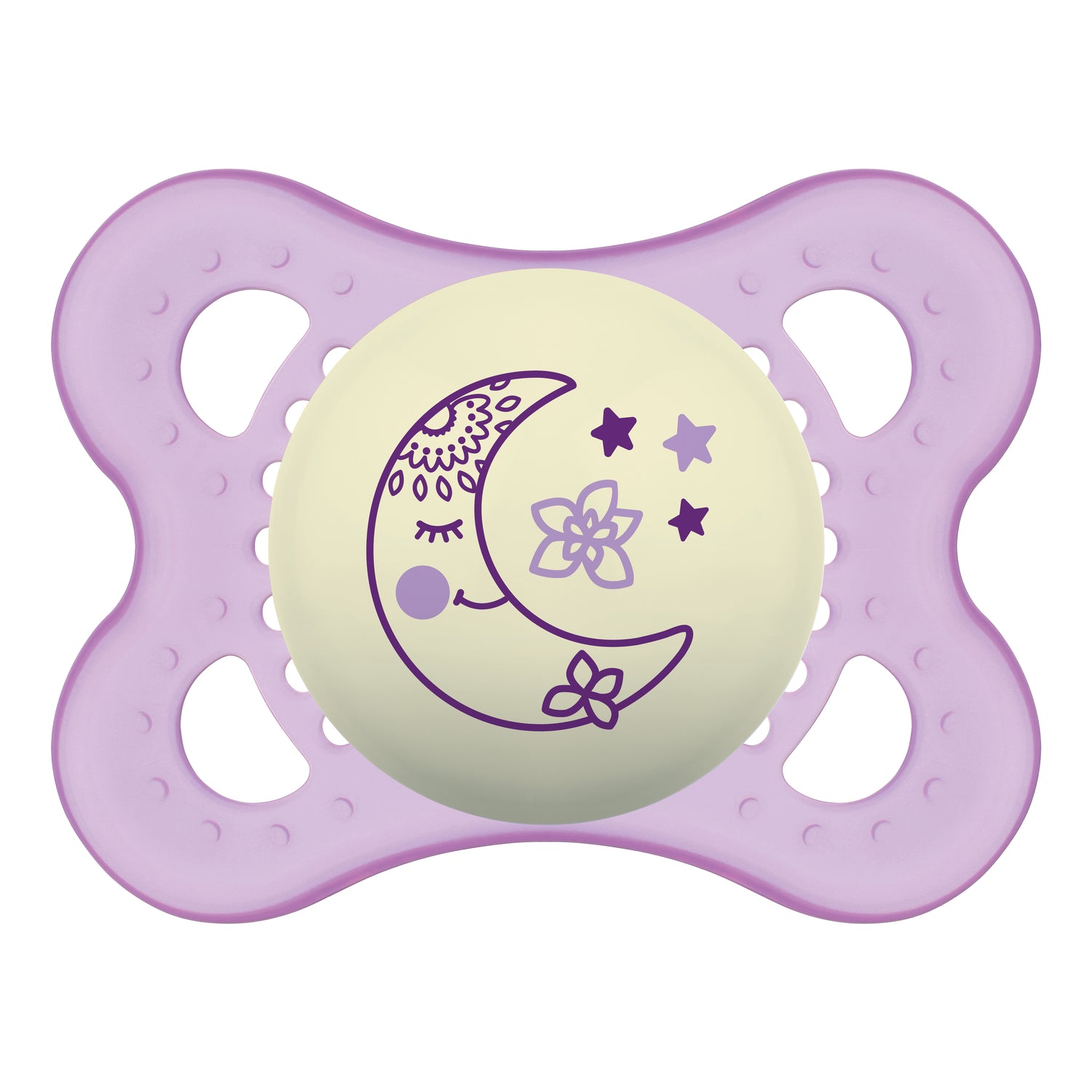 MAM Original Night 2-6 Mesi | Succhietto Silicone Luminoso Rosa Confezione Doppia | 2 Pezzi