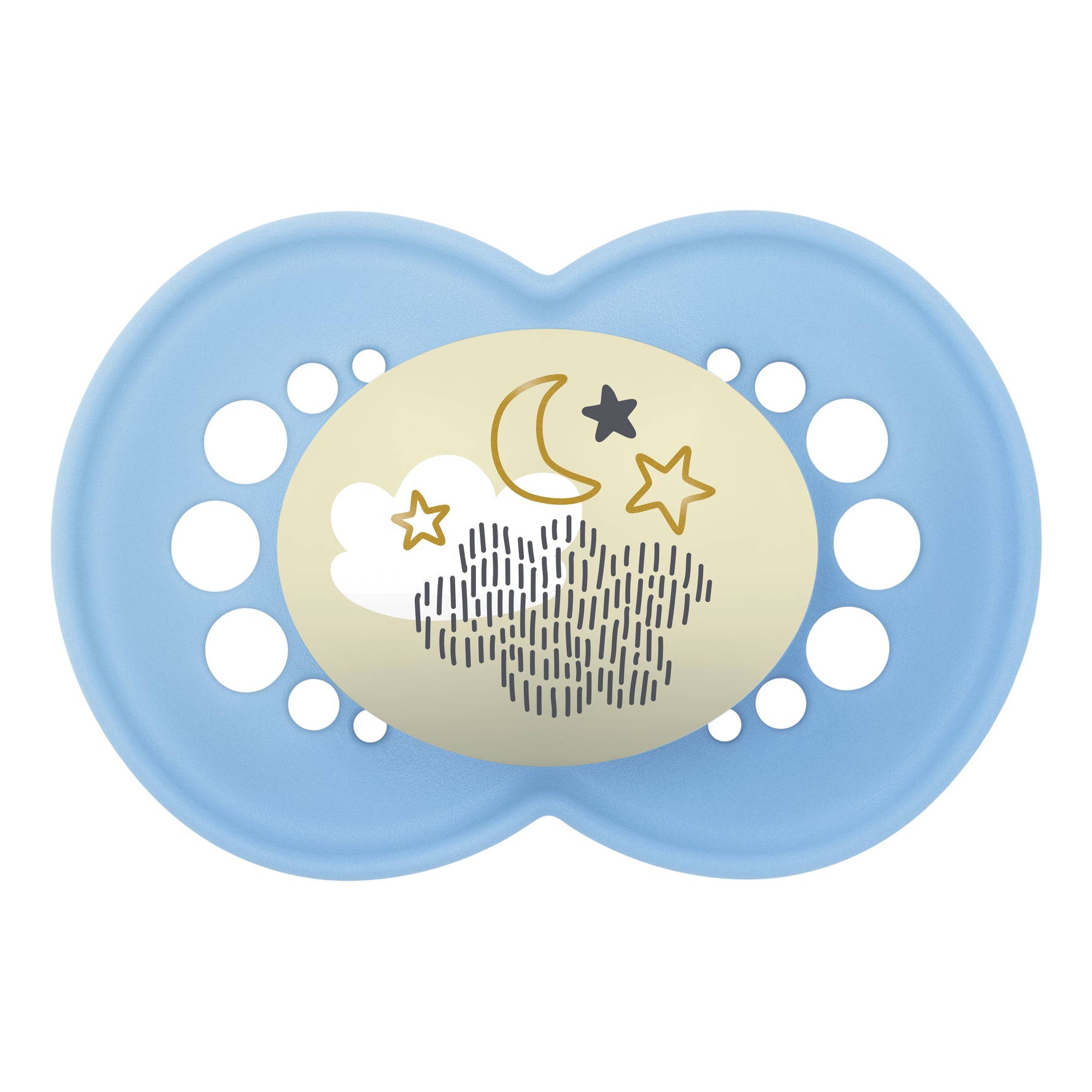MAM Original Night 6+ Mesi | Succhietto Silicone Luminoso Azzurro Confezione Doppia | 2 Pezzi

