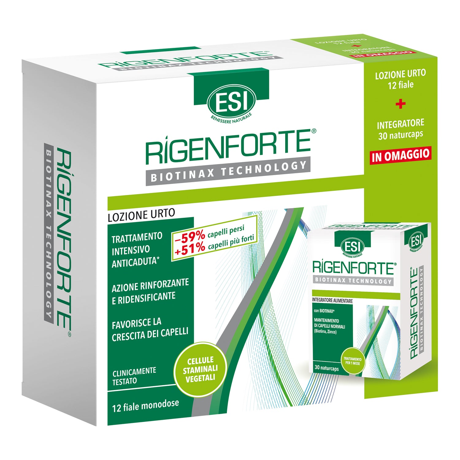 ESI Rigenforte KIT Anticaduta Lozione urto 12 fiale + 30 compresse