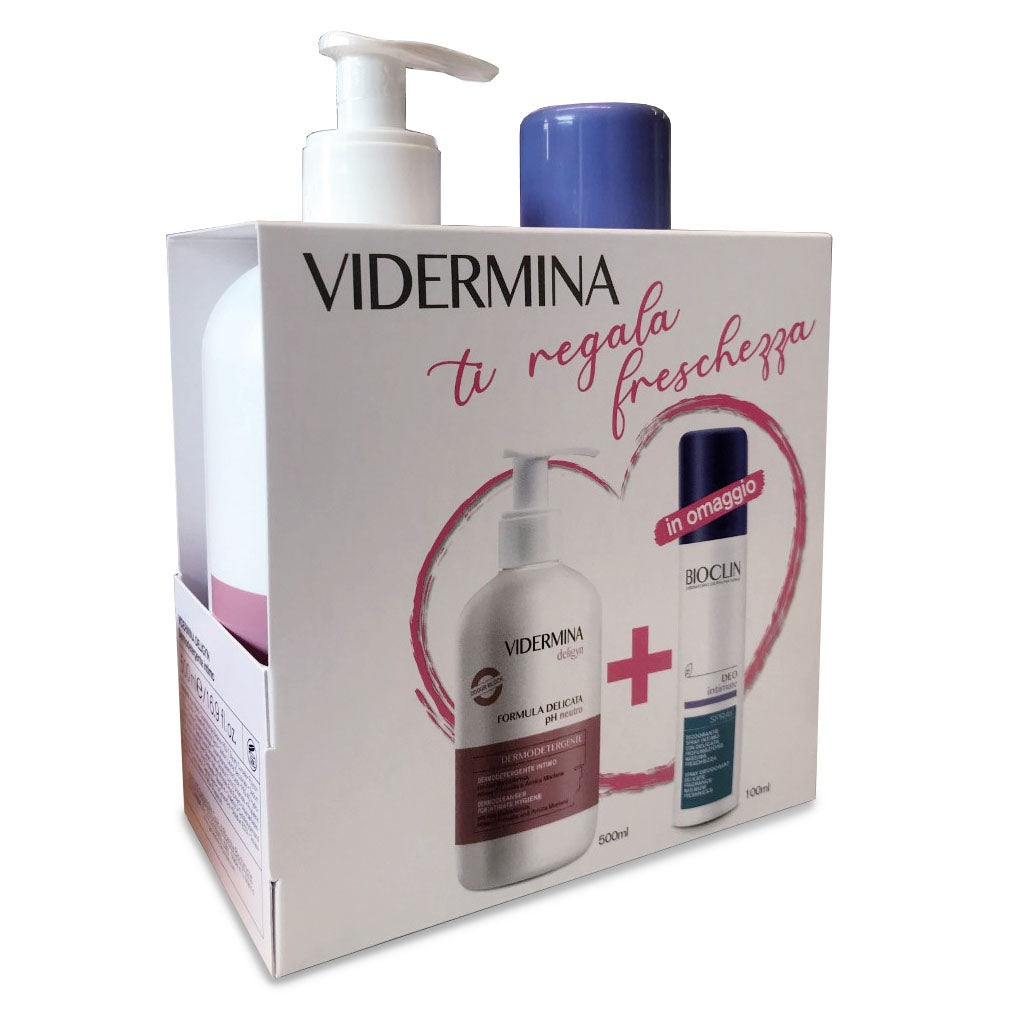 VIDERMINA DELIGYN Detergente Intimo 500ML + BIOCLIN Deodorante Intimo Spray 100ML OMAGGIO  