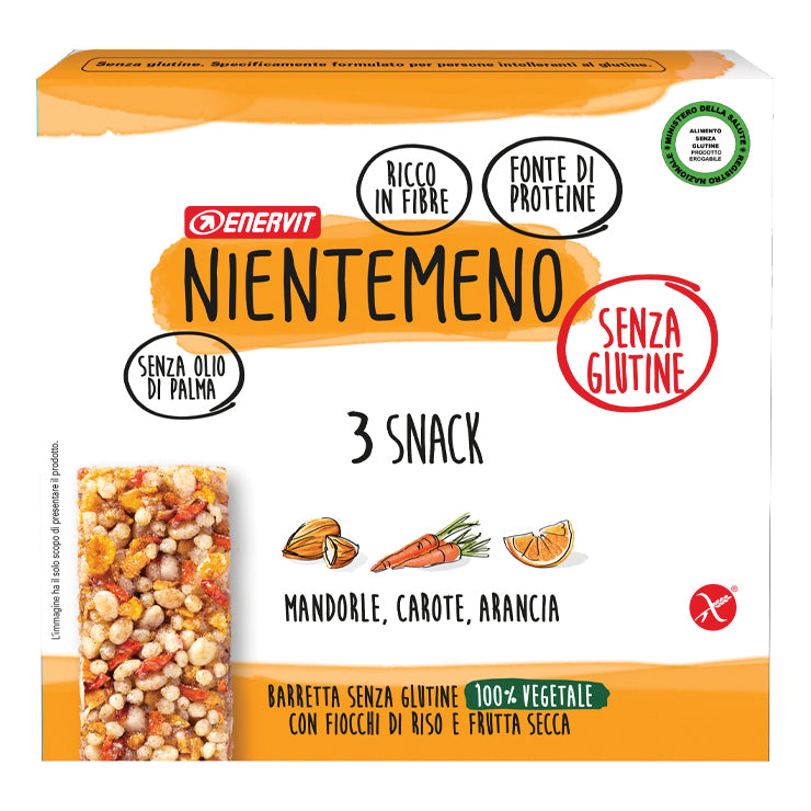 Enervit Nientemeno Snack Barretta Mandorle Carote E Succo Arancia 3 X 21g