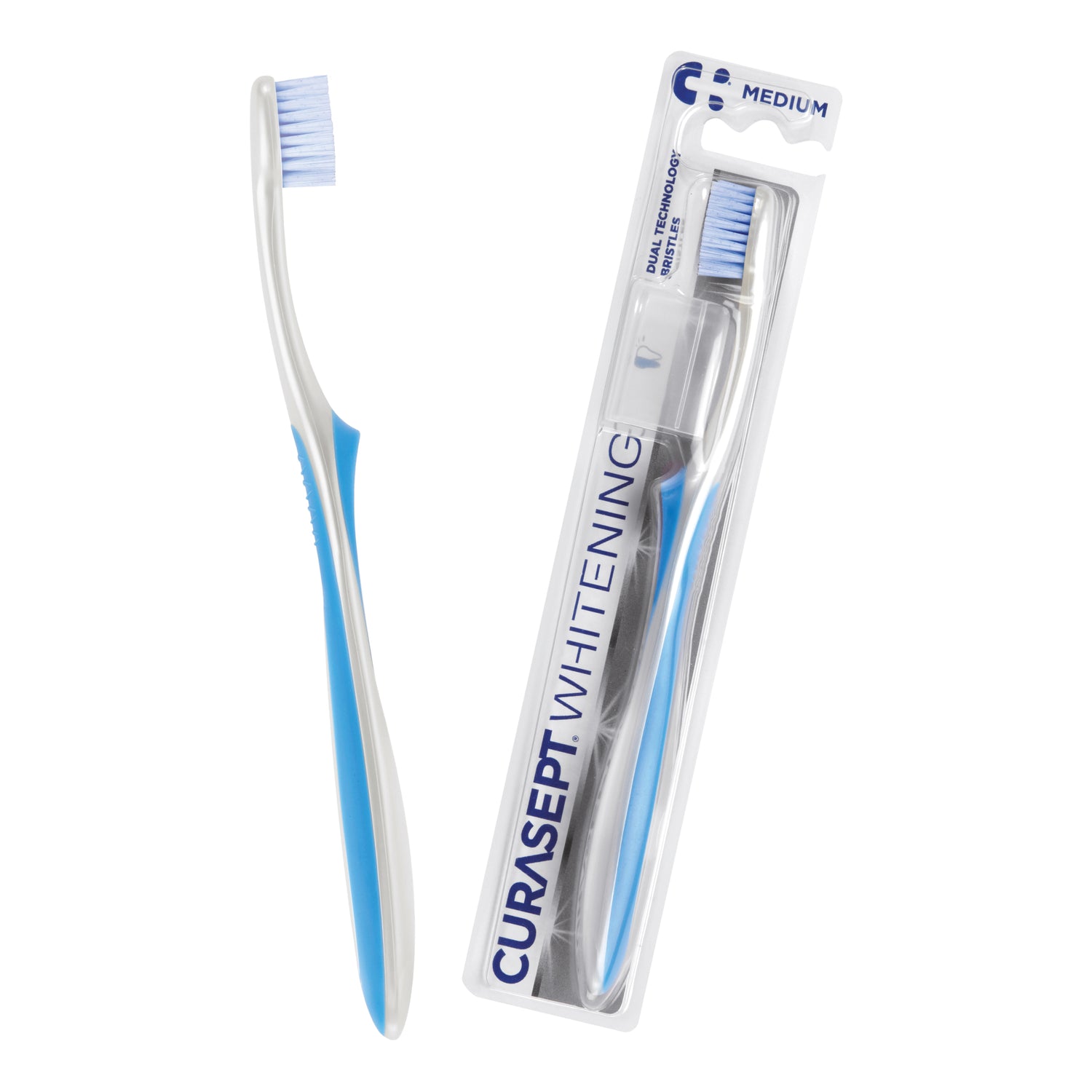 Curasept Whitening | Spazzolino Sbiancante Setole Medie Doppia Tecnologia | 1 Pezzo