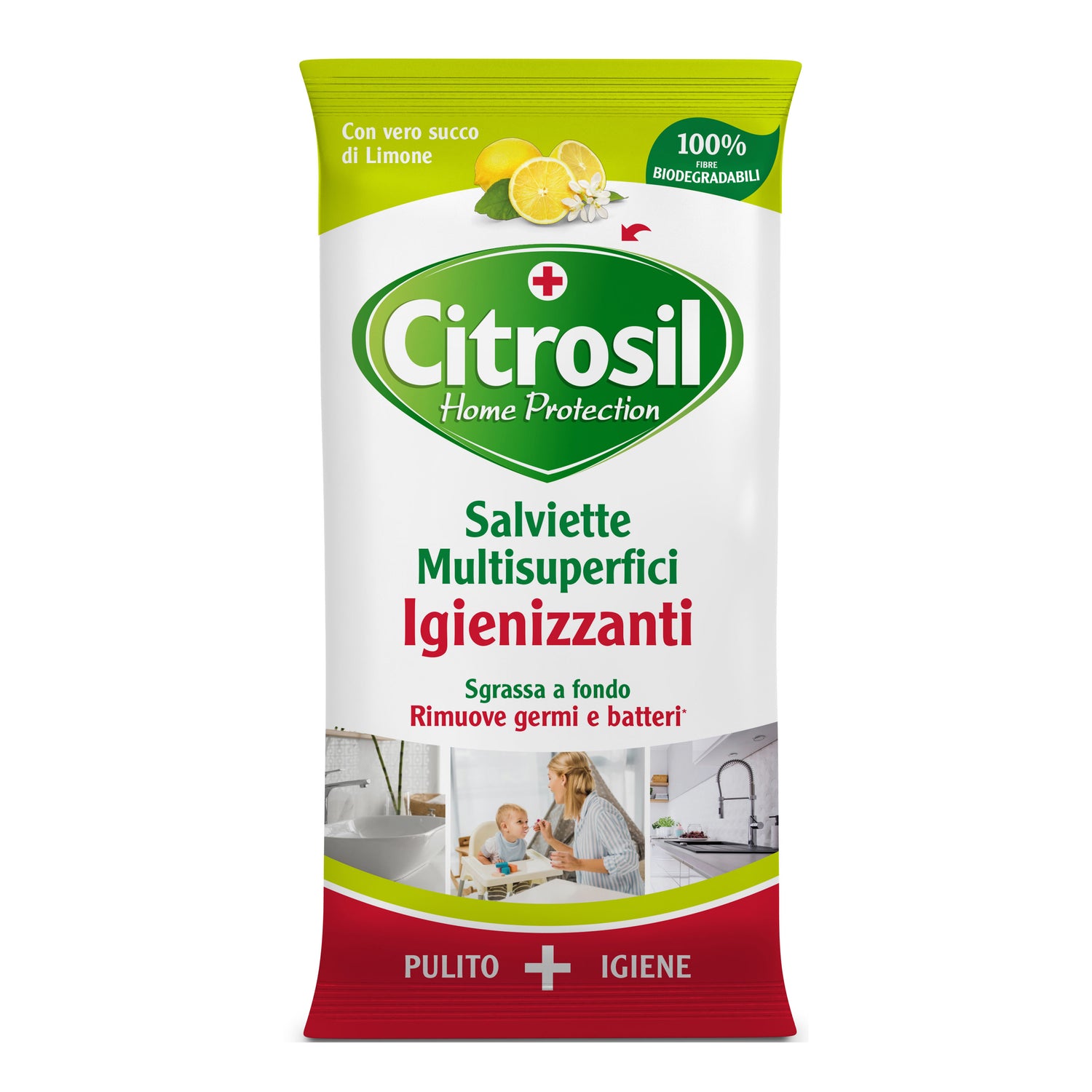 Citrosil Home Protection Salviette Multisuperfici Igienizzanti Limone 40 Pezzi