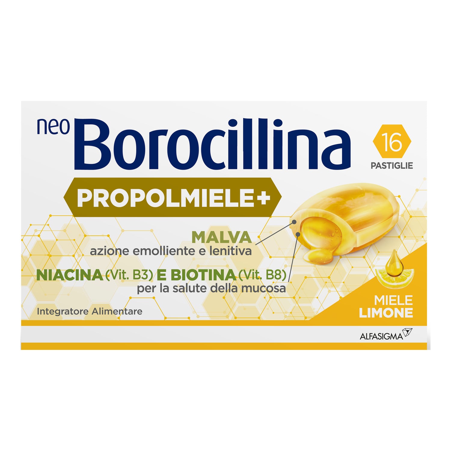 Neoborocillina Propolmiele+ Miele Limone 16 Pastiglie