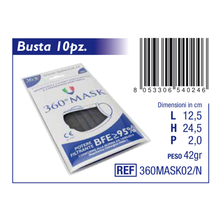 360MASK02/N MASCHERINA CHIR NE  