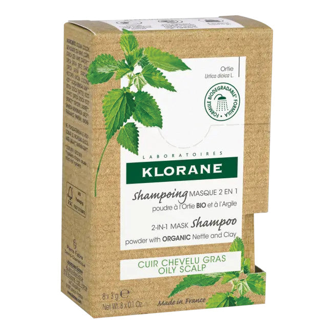 Klorane Shampoo Maschera 2 In 1 Con Ortica Bio Capelli Grassi 8 Bustine 3g