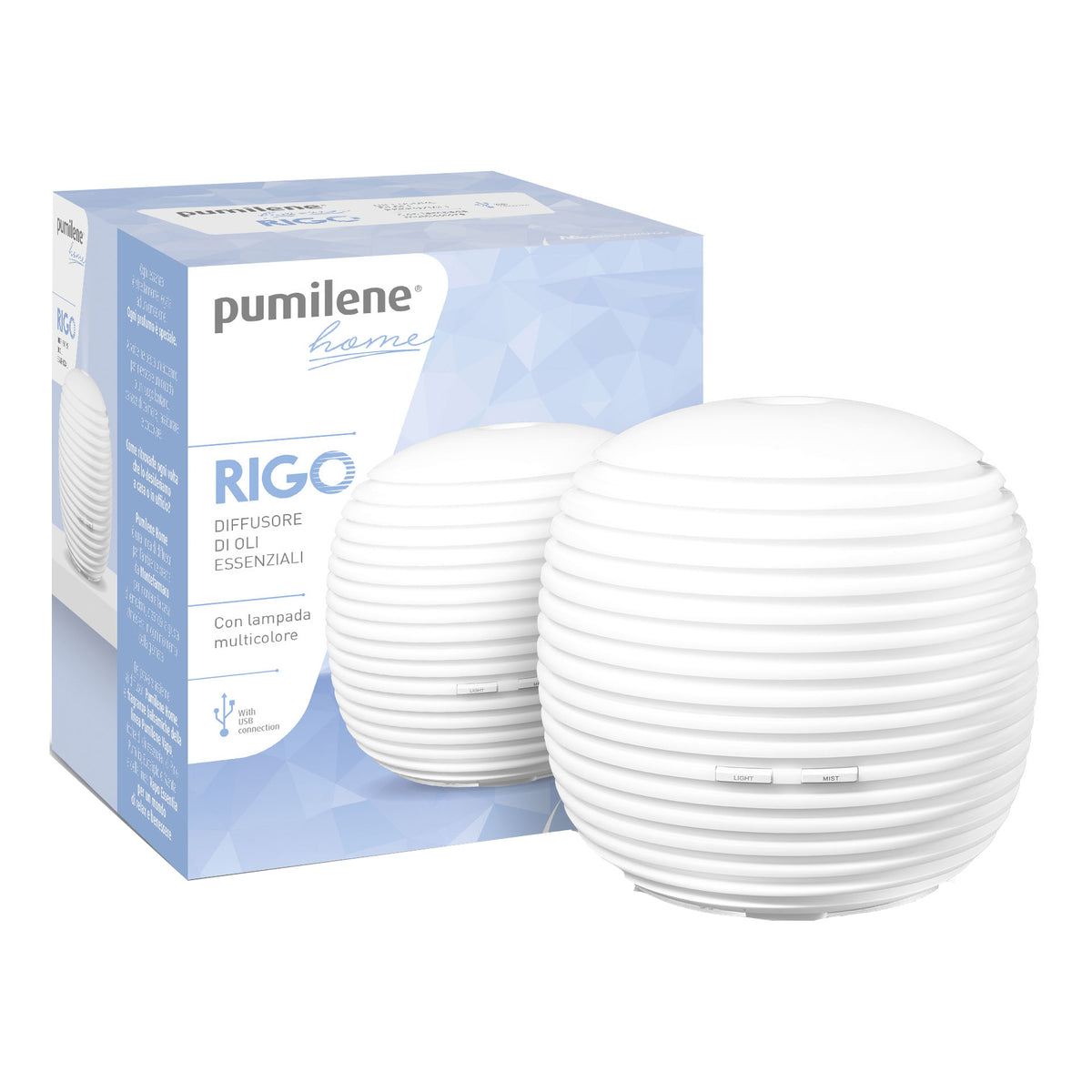 Pumilene Home Rigo - Diffusore Oli Essenziali Ad Ultrasuoni E Lampada Multicolore  