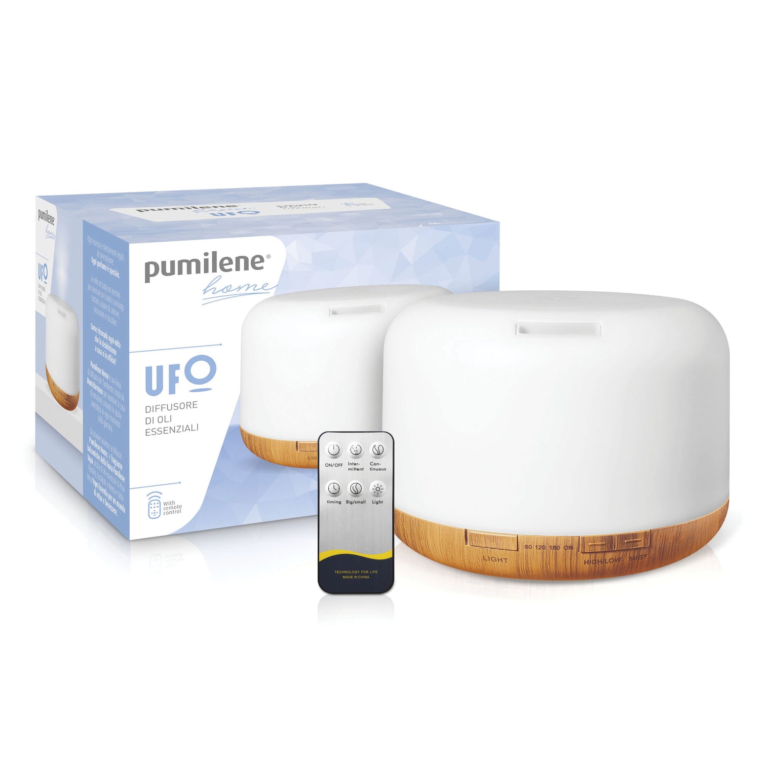 Pumilene Home Ufo - Diffusore Ultrasuoni Oli Essenziali e Lampada Multicolore
