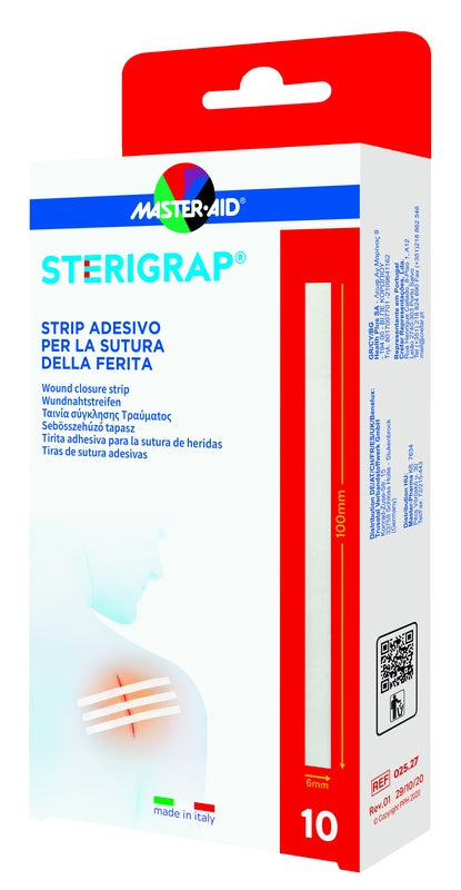 Master Aid Sterigrap Cerotti Adesivi Per Sutura Ferite 100 x 6mm 10 Pezzi
