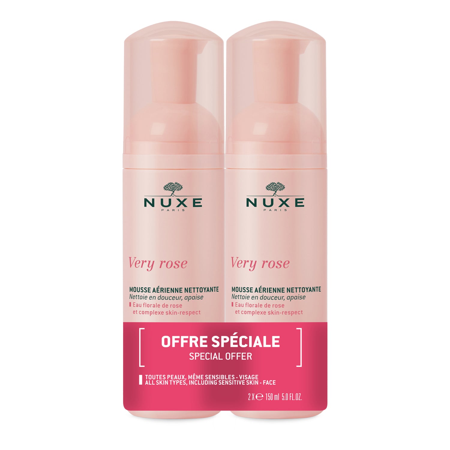 Nuxe Very Rose Duo Mousse Detergente Leggera 2 X 150ml