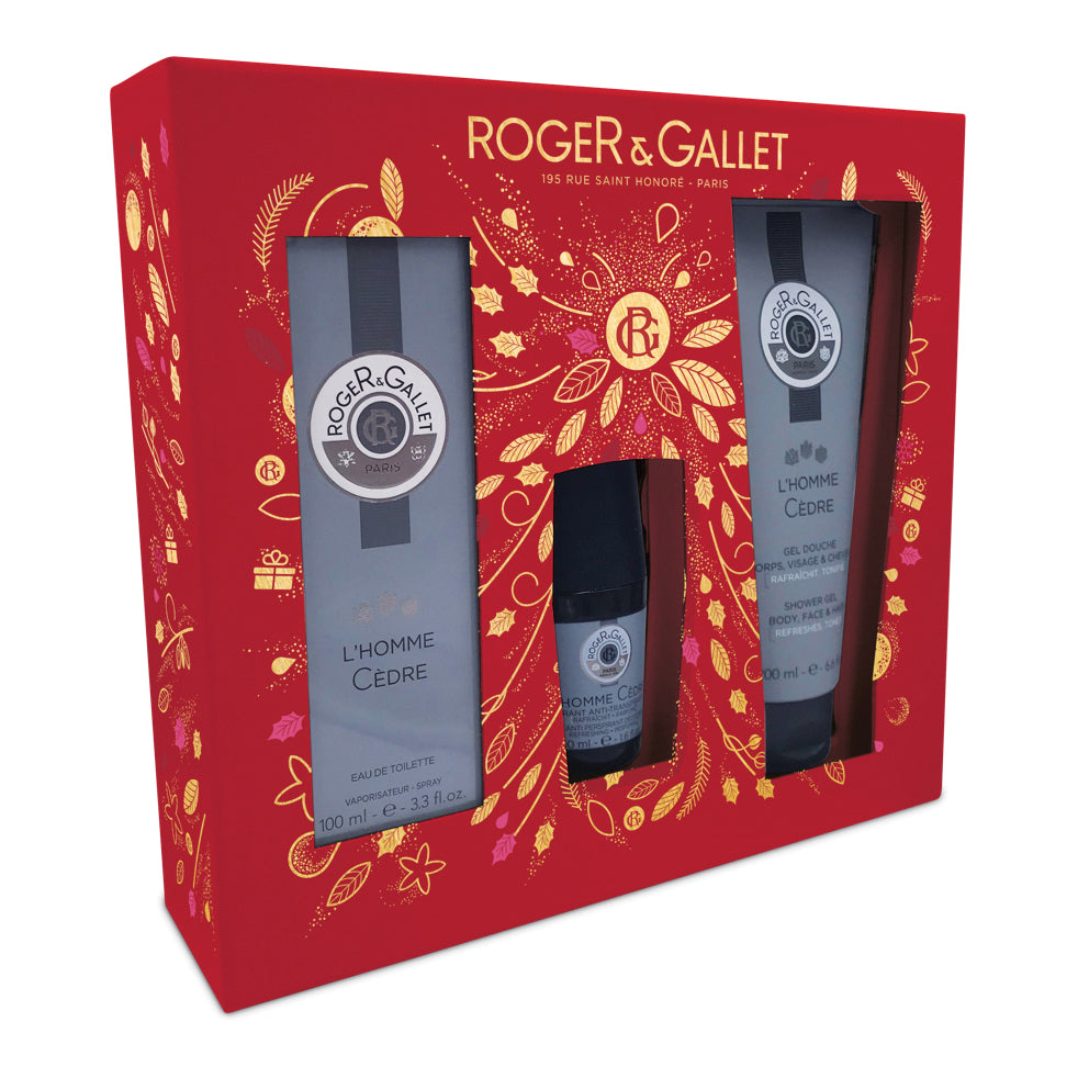 Roger&Gallet - L'Homme Cèdre Cofanetto Eau de toilette 100ml, Deodorante 50ml, Gel Doccia 200ml
