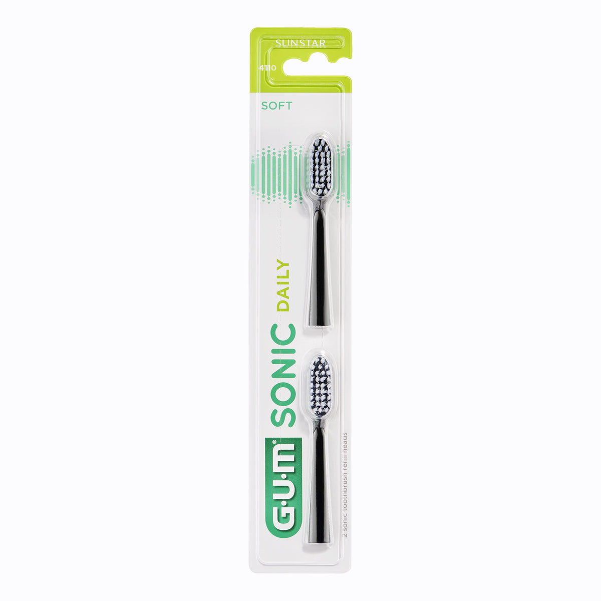 GUM Sonic Daily | Testine di Ricambio Nere | 2 Pezzi  