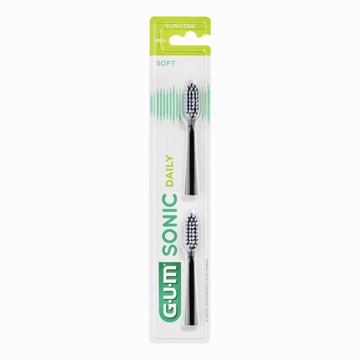 GUM Sonic Daily | Testine di Ricambio Nere | 2 Pezzi