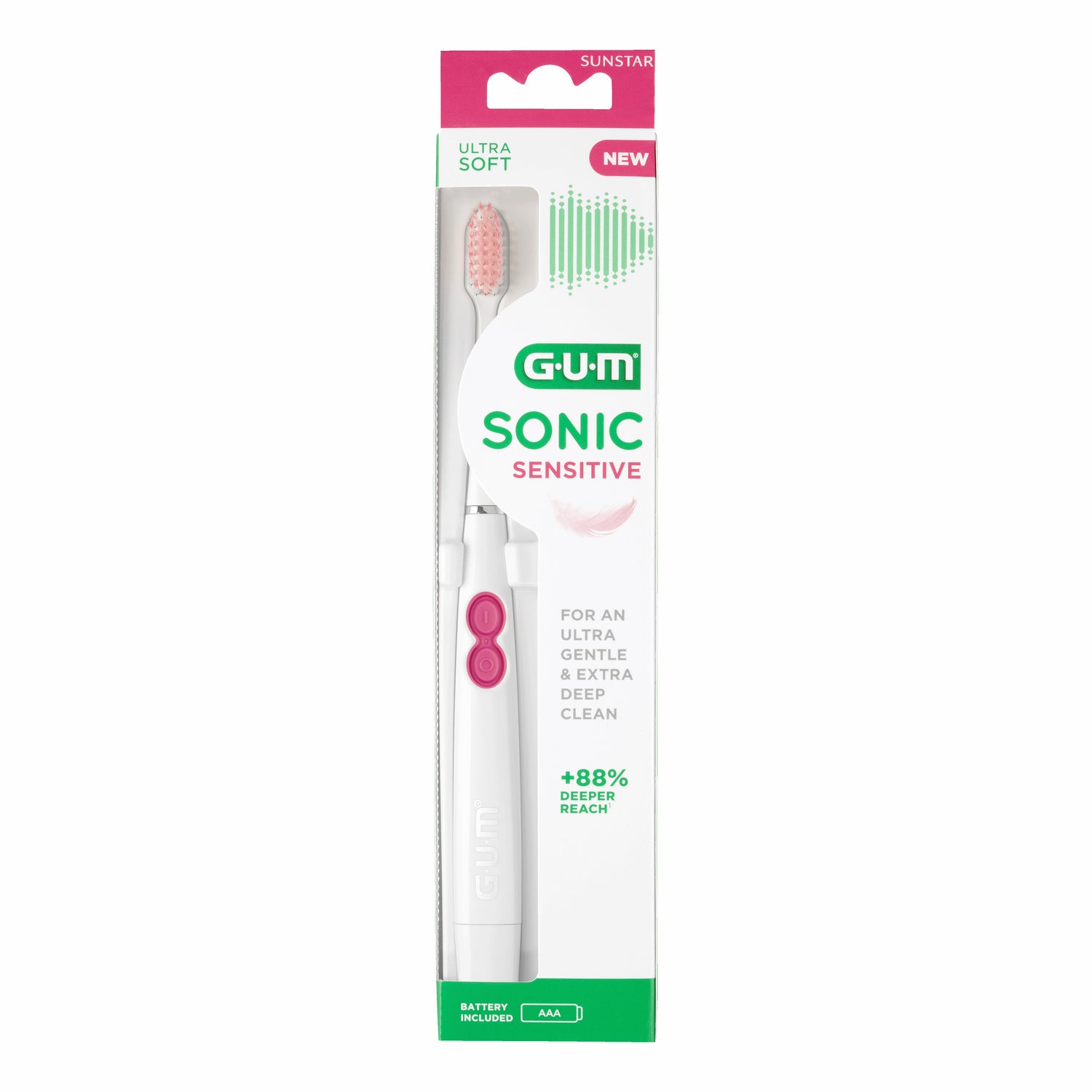 GUM Sonic Sensitive | Spazzolino a Batteria Denti Sensibili | 1 Pezzo