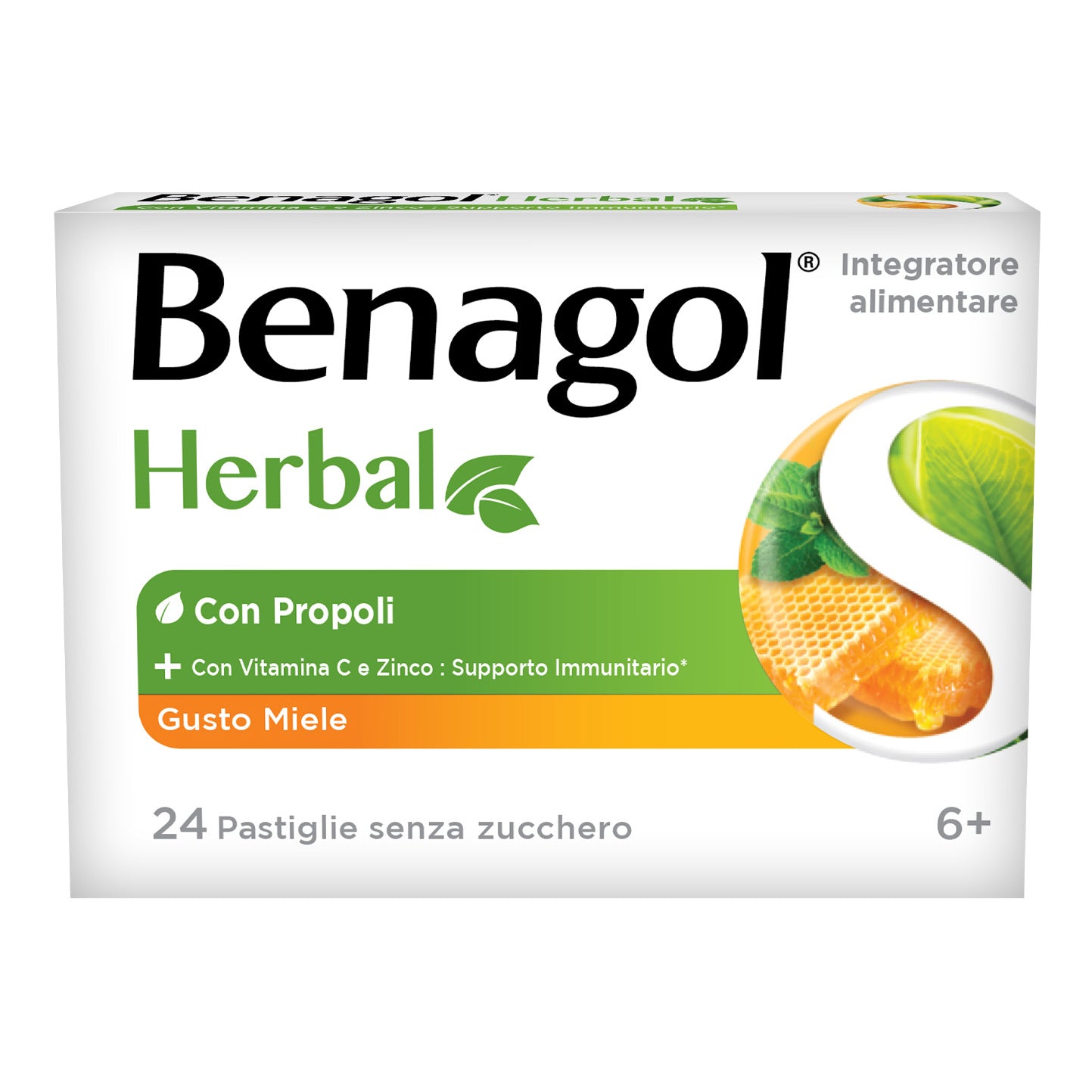 Benagol Herbal Miele | Pastiglie Gola Vitamina C Zinco Propoli | 24 Pastiglie
