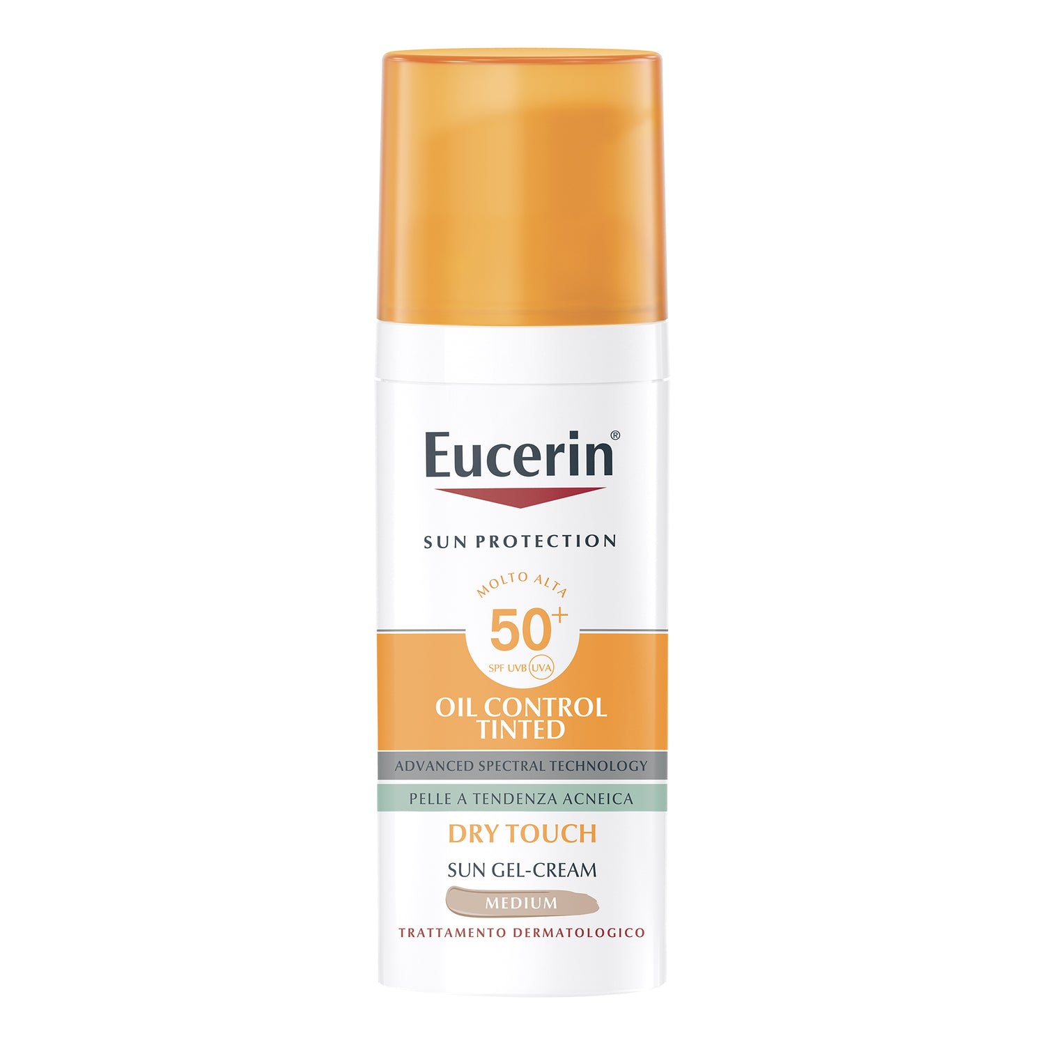 Eucerin Sun Gel-Creme Medium Oil Control Tinted Dry Touch Fp50+ Protezione Solare Molto Anta Pelle Acneica 50ml